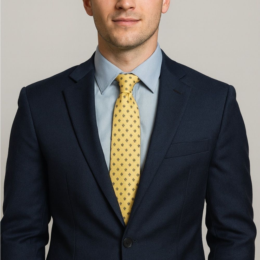 Paul & Shark Yachting Yellow Silk Necktie Geometric Print